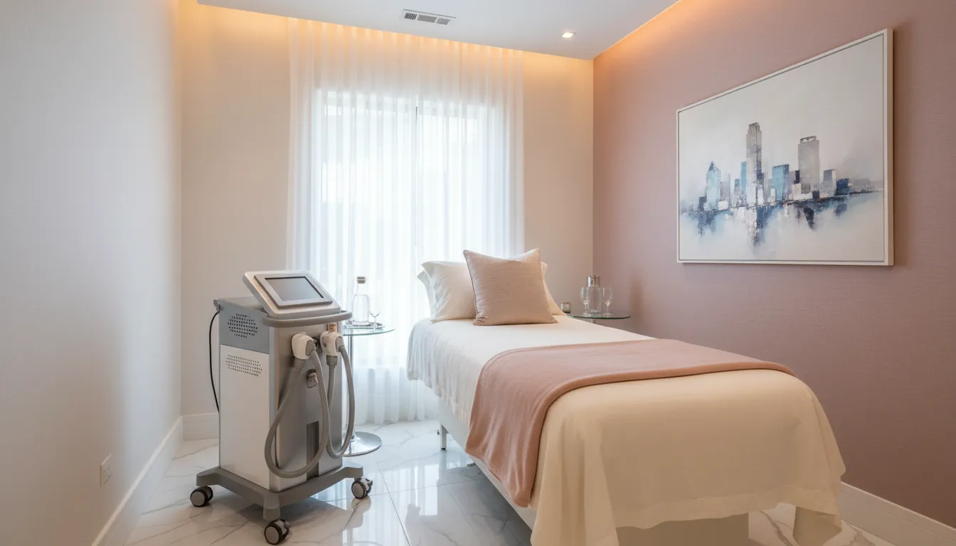 Modern Dallas medspa room for laser hair removal consultation